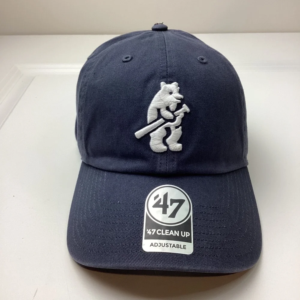 47 Brand Chicago Cubs Cooperstown Walking Bear Clean Up Hat Navy Blue Adjustable